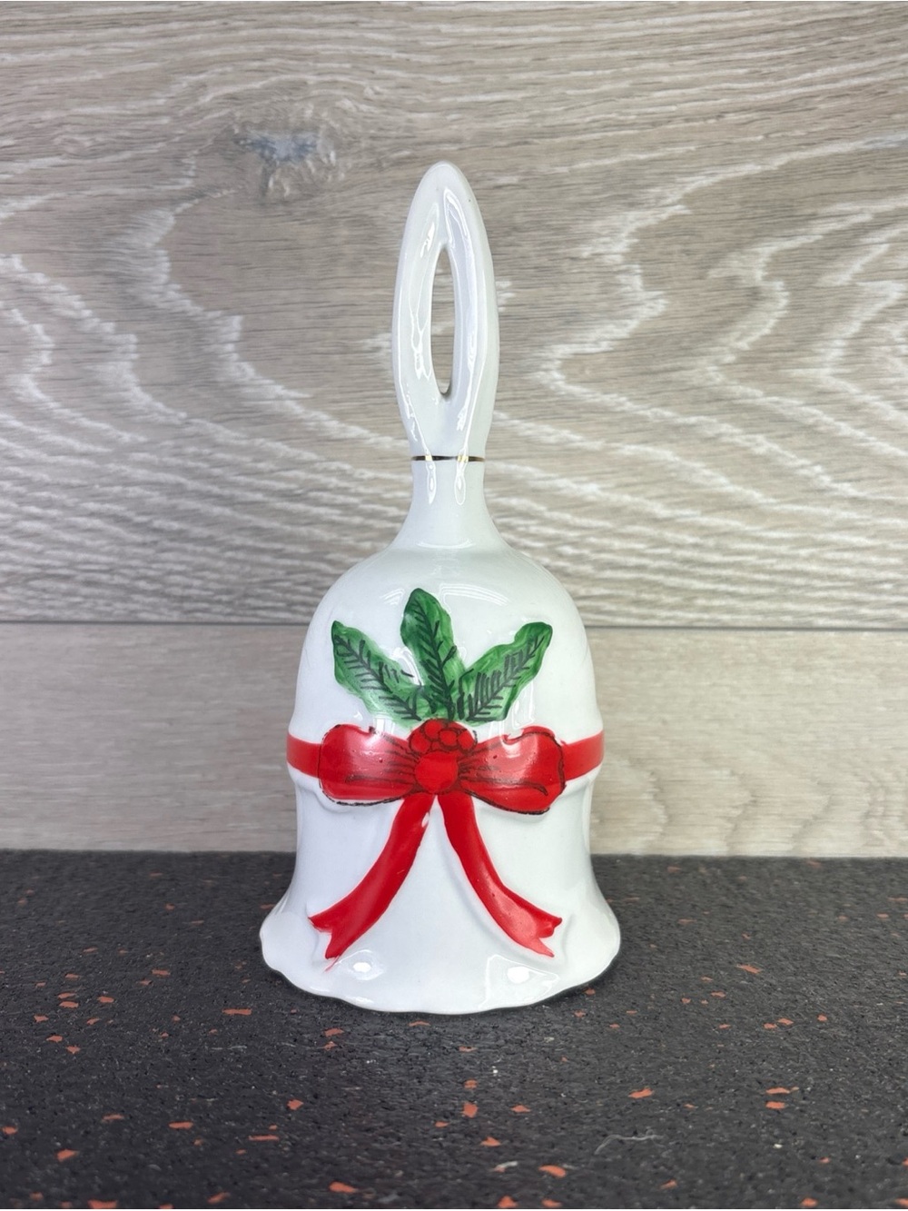 Vintage 1987 Jamestown China Fine Porcelain Holly & Ribbon Design Christmas Bell